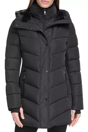 womens-faux-fur-collar-hooded-puffer-coat